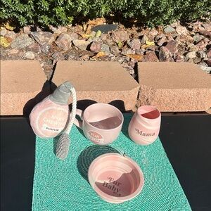 Fur Mom-brand new set: coffee mug, silicone wine glass & dog’s bowl+squeaky toy